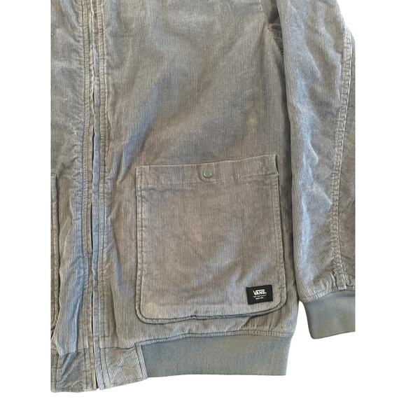 Vans Quilted Bomber Jacket Men XL Gray Blue Corduroy Full Zip Padded Lined HO22 - Picture 6 of 10